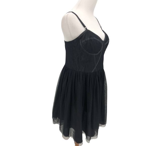 JILL Jill Stuart Dress Womens 10 Mini Corset Tulle Swiss Dot Lace Black - Picture 5 of 8